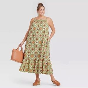 Universal Thread Green Floral Maxi Dress